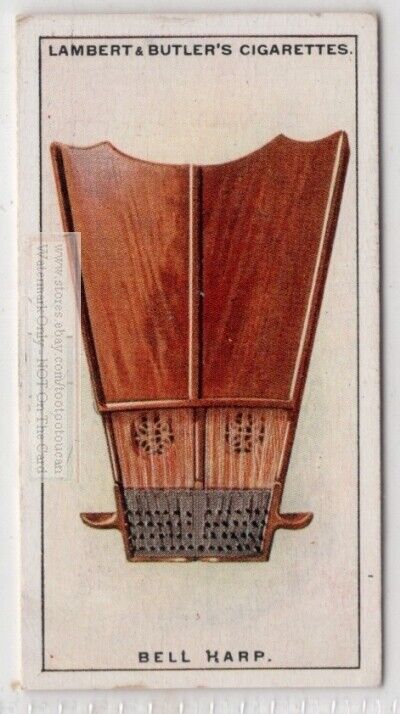 1700s English Bell Harp Box Zither Music Instrument 1920s Ad Trade Card